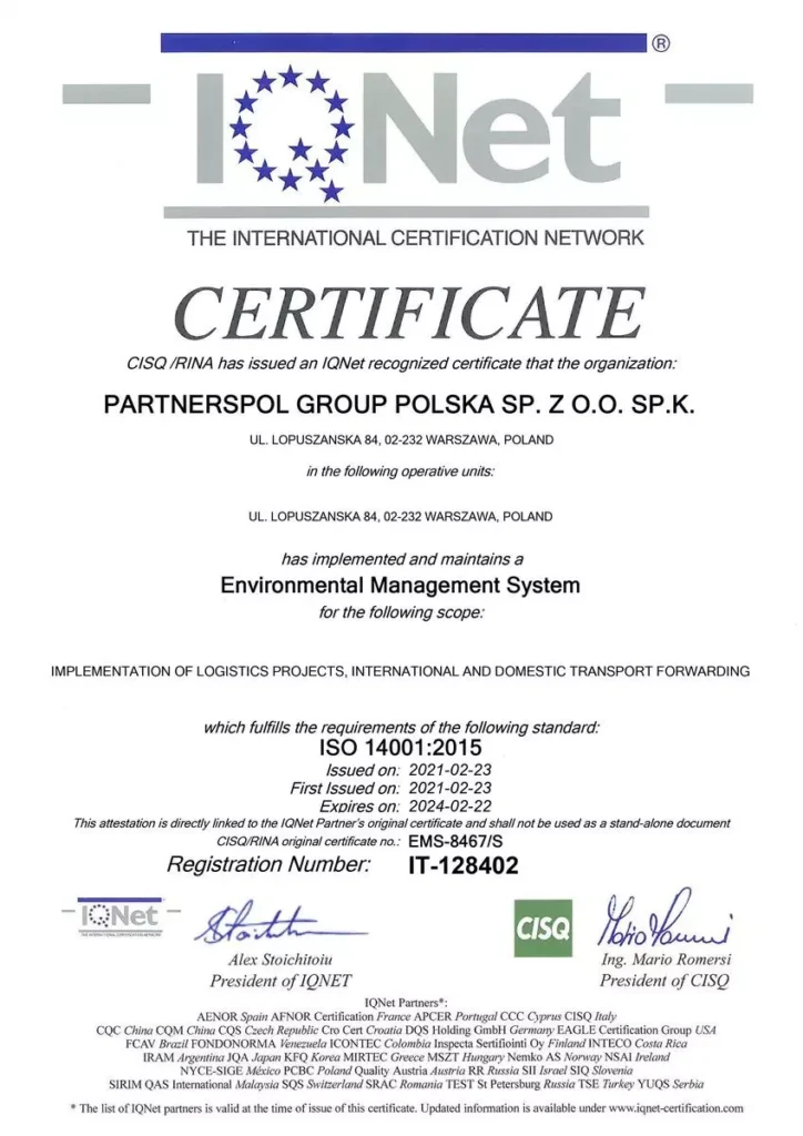 certyfikat jakości IQnet partnerspol